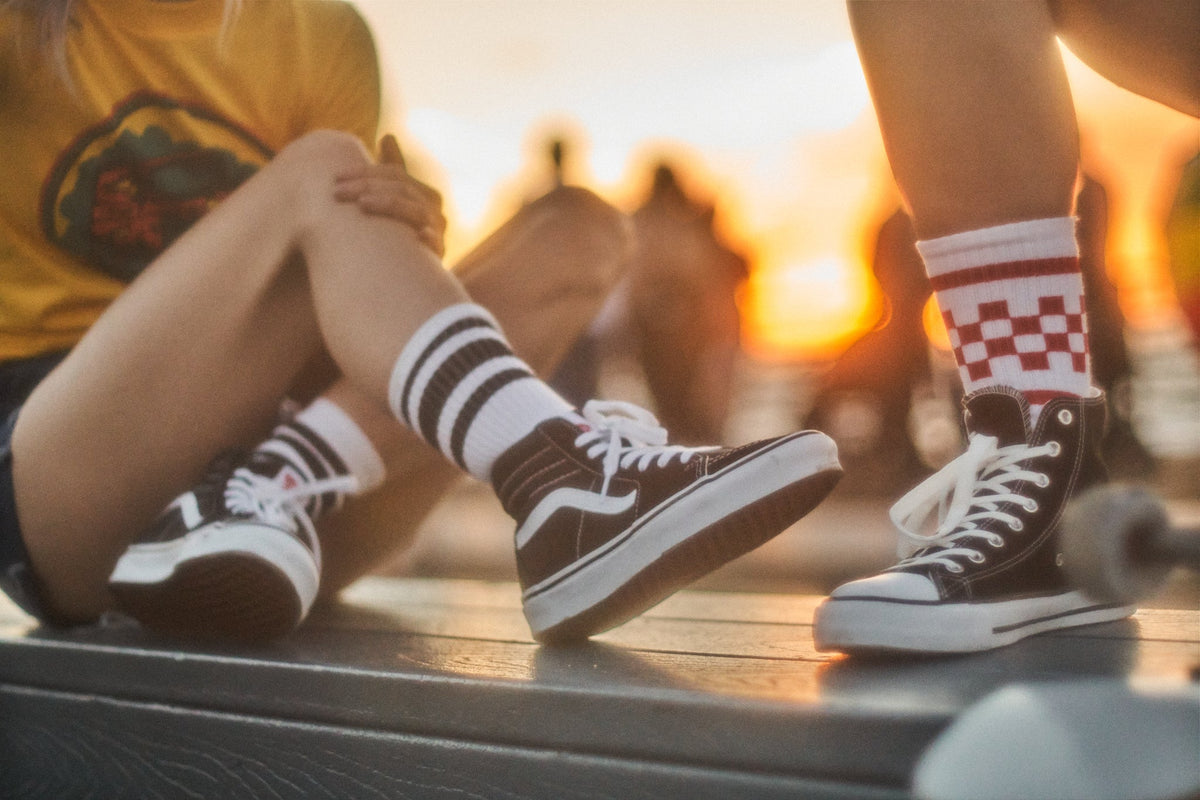 Socco Red Checkered Socks - White