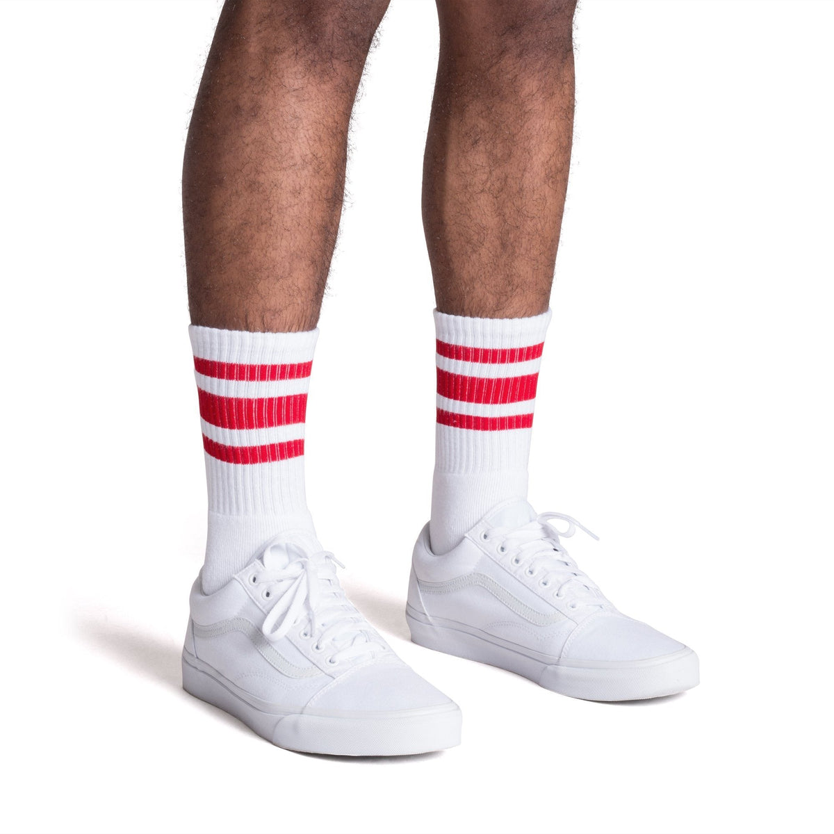 Socco Red Striped Socks - White