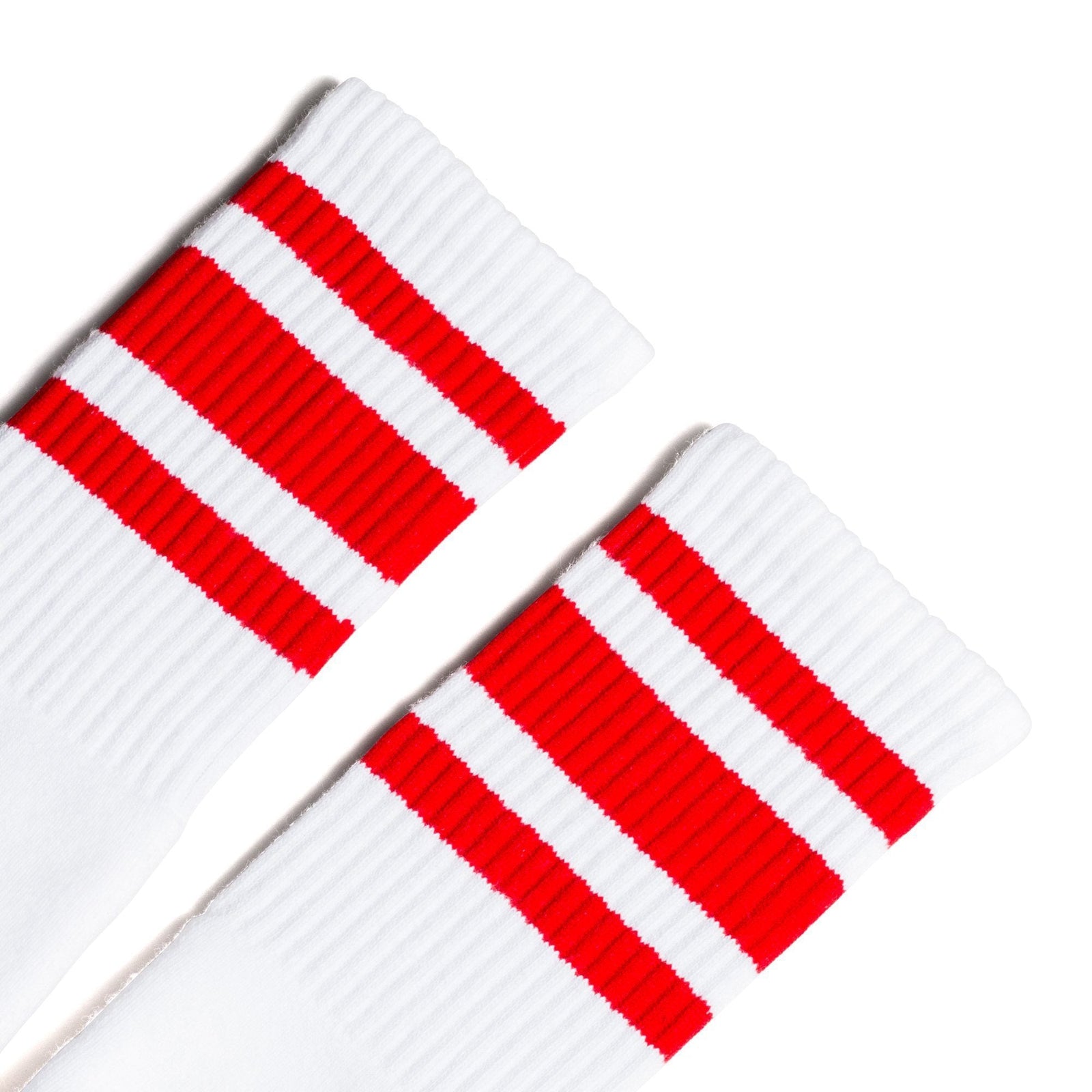 Socco Red Striped Socks - White - Crew / S/m