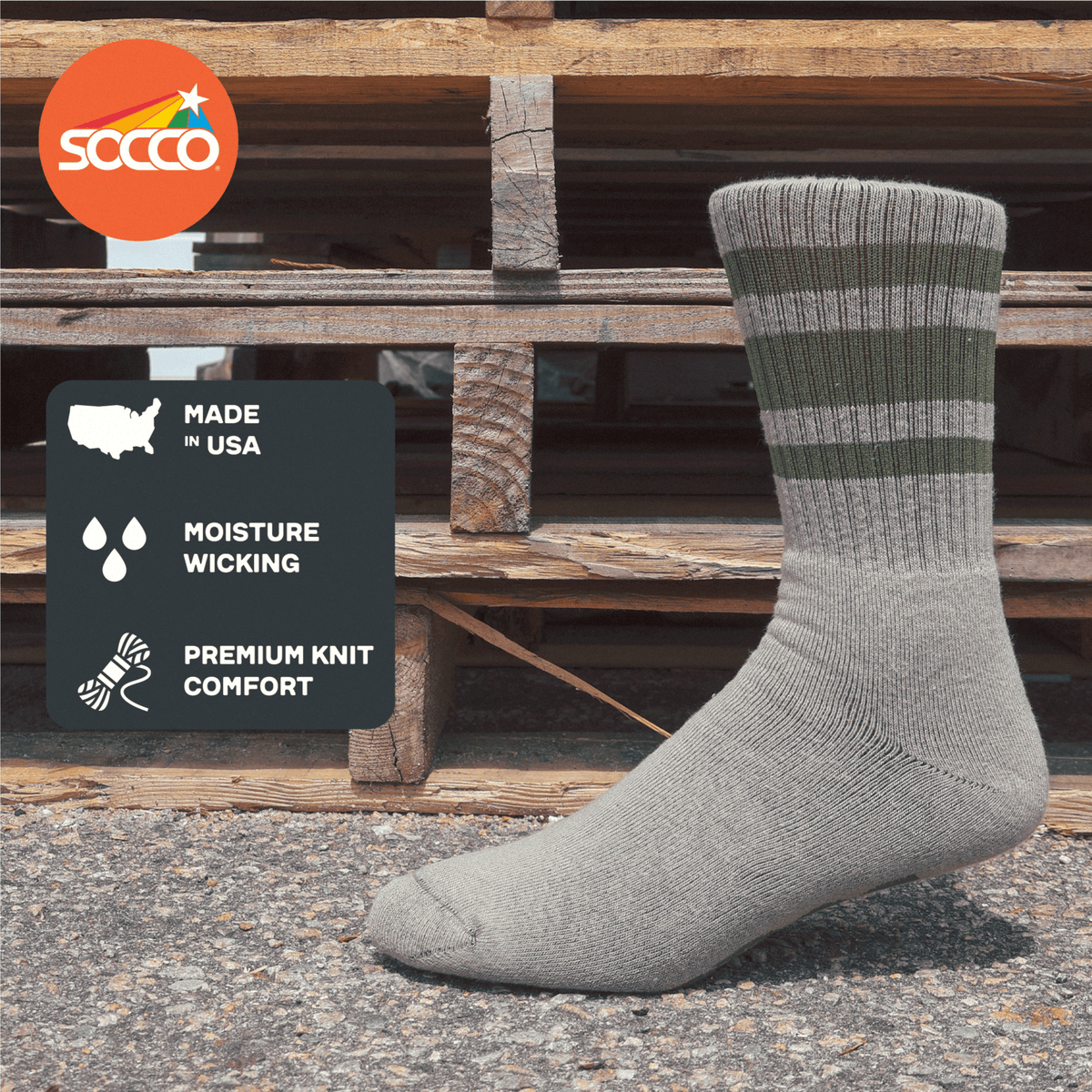 Socco Scout Green Striped Socks - Marine