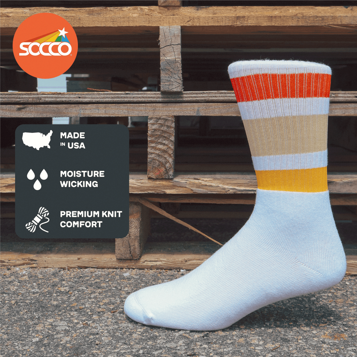 Socco Sunset Shades Crew Socks - White