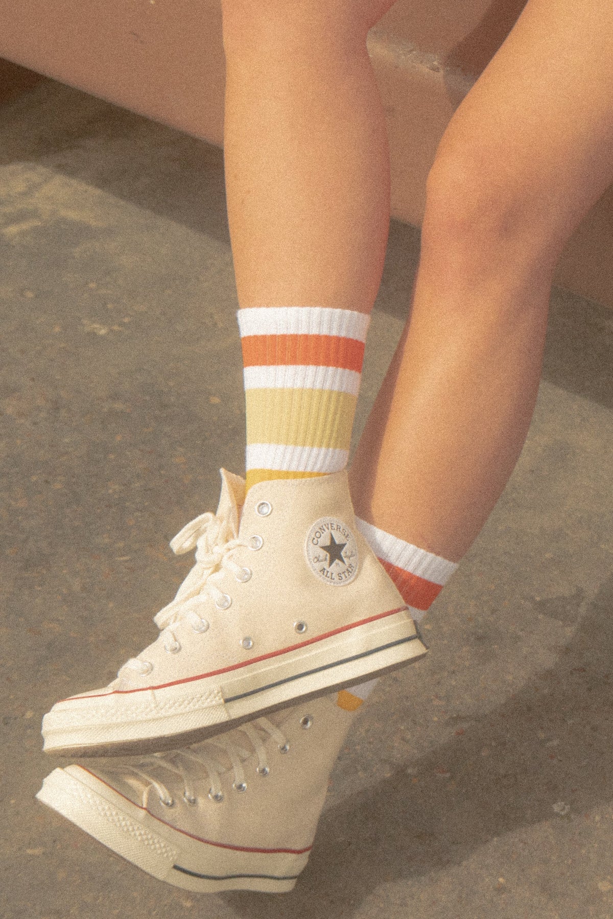 Socco Sunset Shades Crew Socks - White