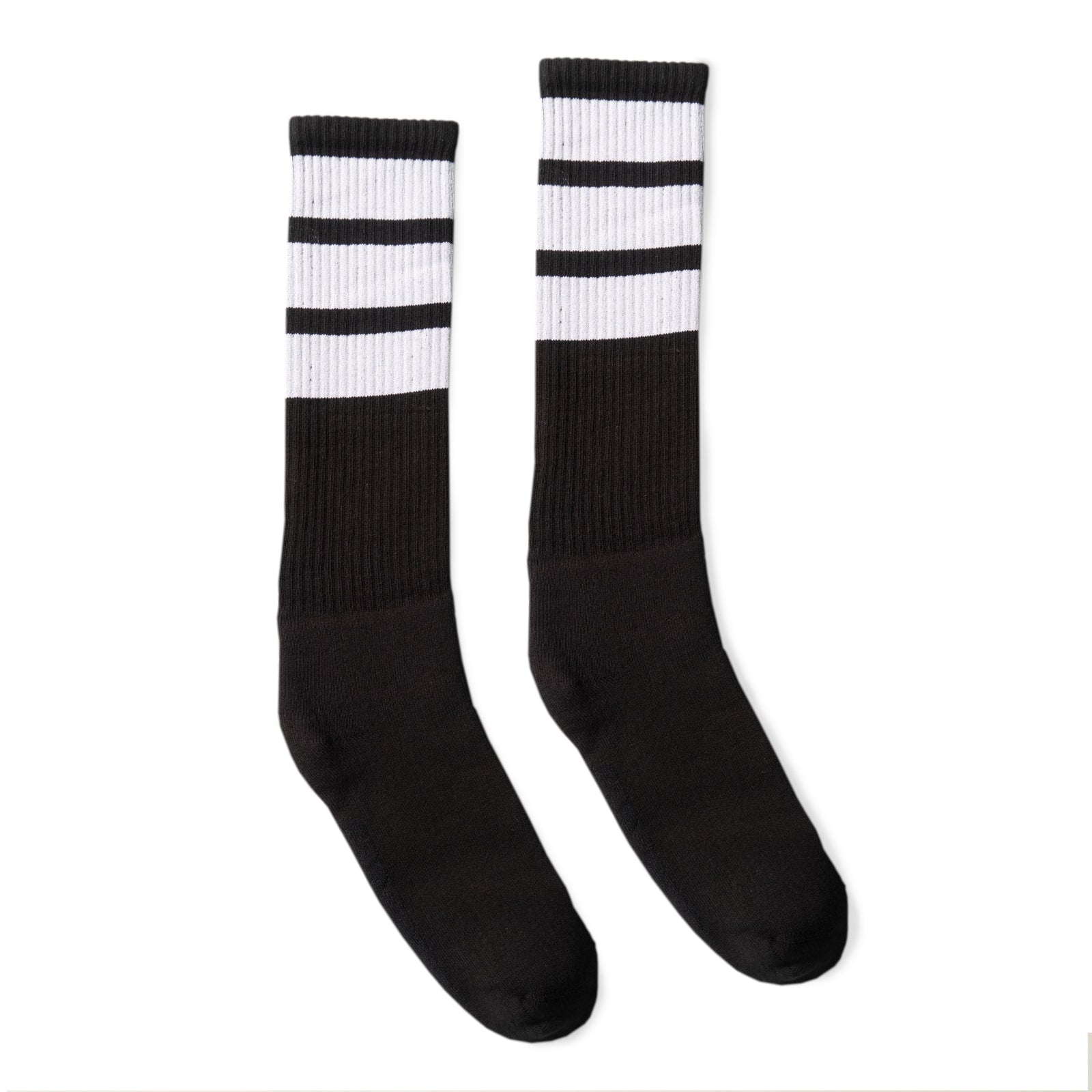 Socco True Knee High Bold Stripes Black Socks - White - Osfm
