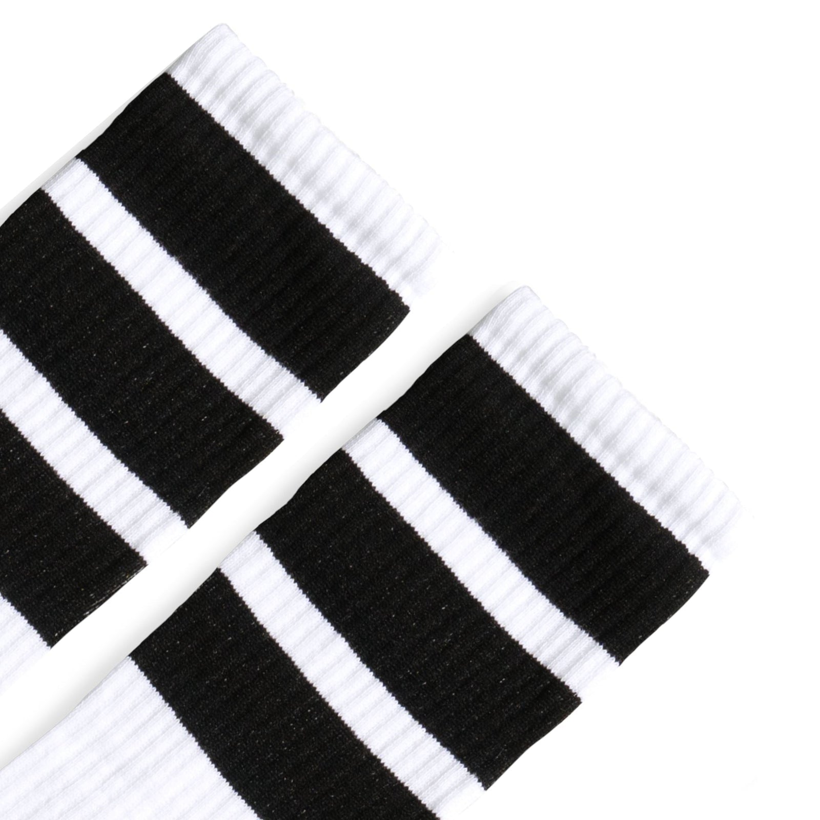 Socco True Knee High Bold Stripes White Socks - Black