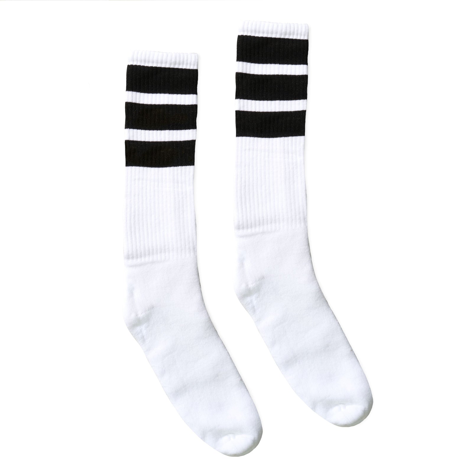 Socco True Knee High Bold Stripes White Socks - Black
