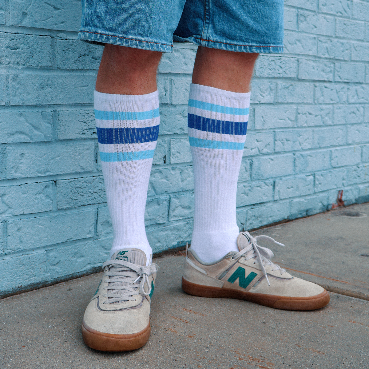 Socco True Knee High Socks - White - Blue Shades - Blue/lt. / Osfm