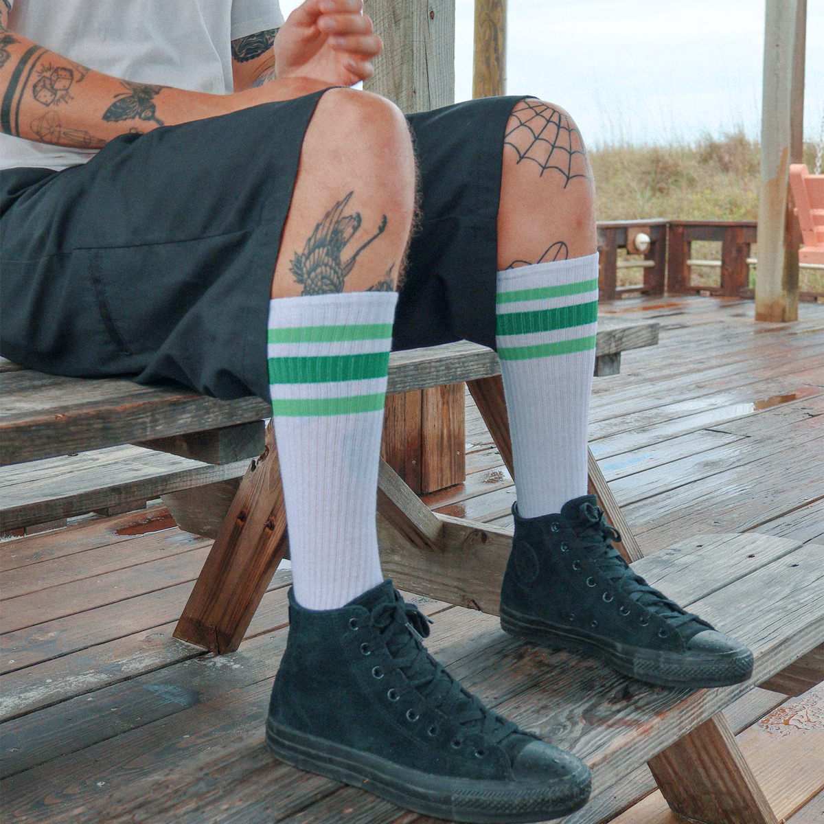 Socco True Knee High Socks - White - Green Shades - Green/lt. / Osfm