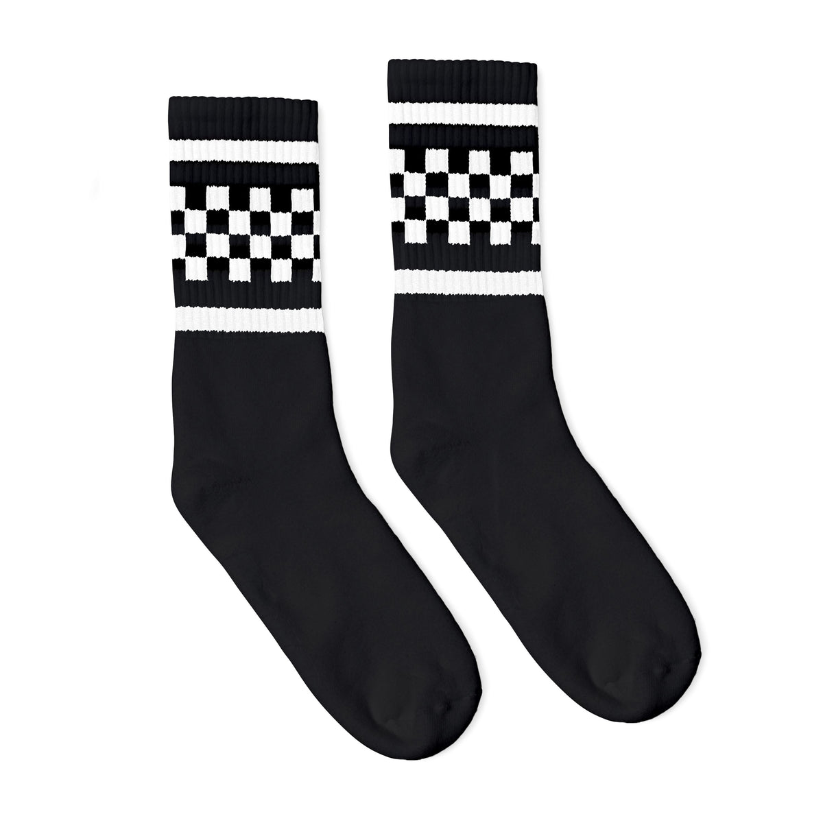 Socco White Checkered Socks - Black - Crew / S/m