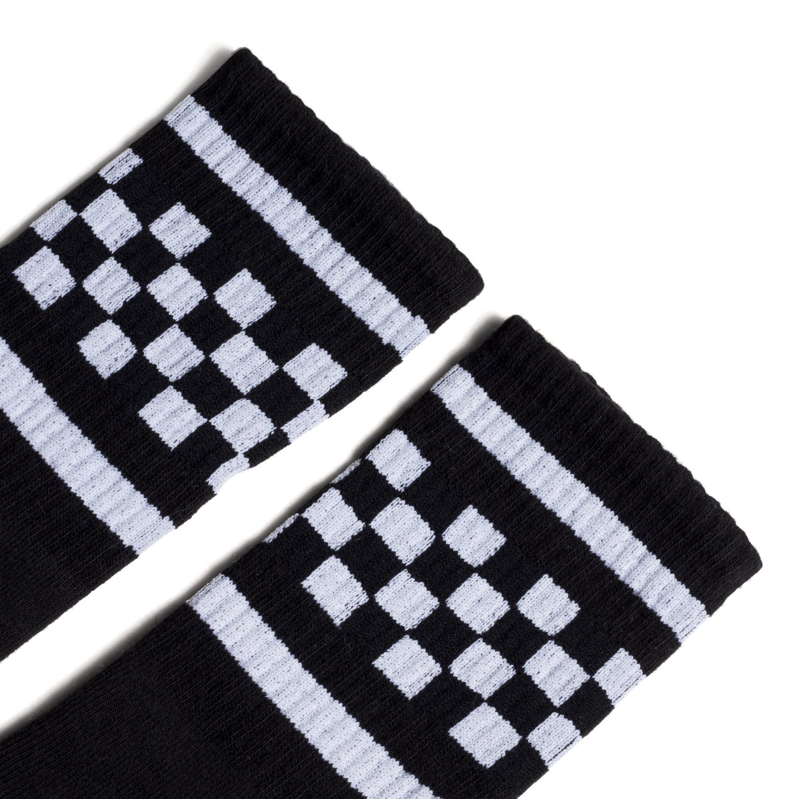 Socco White Checkered Socks - Black - Crew / S/m