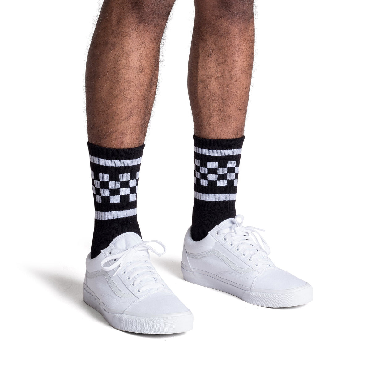 Socco White Checkered Socks - Black