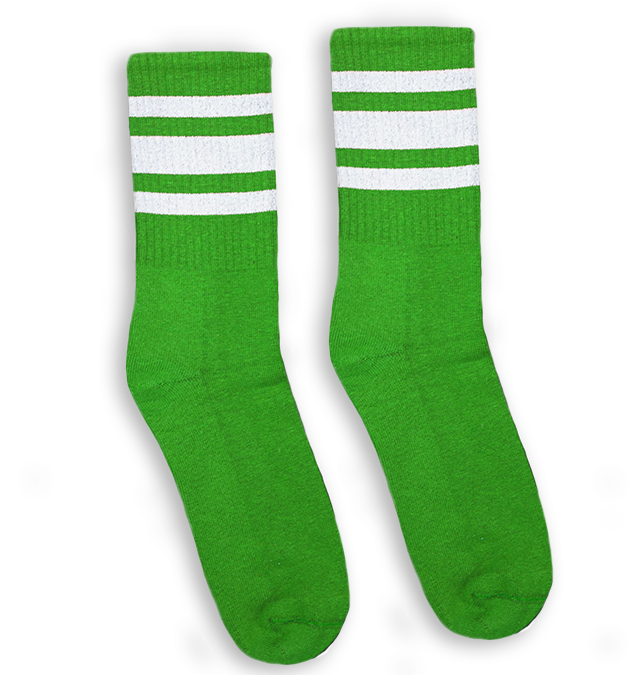 Socco White Striped Socks - Celtic Green - Crew / L/xl