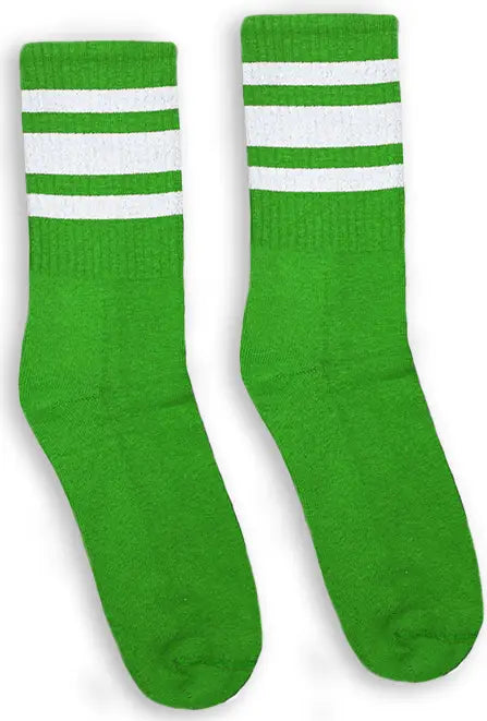 Socco White Striped Socks - Celtic Green - Crew / L/xl