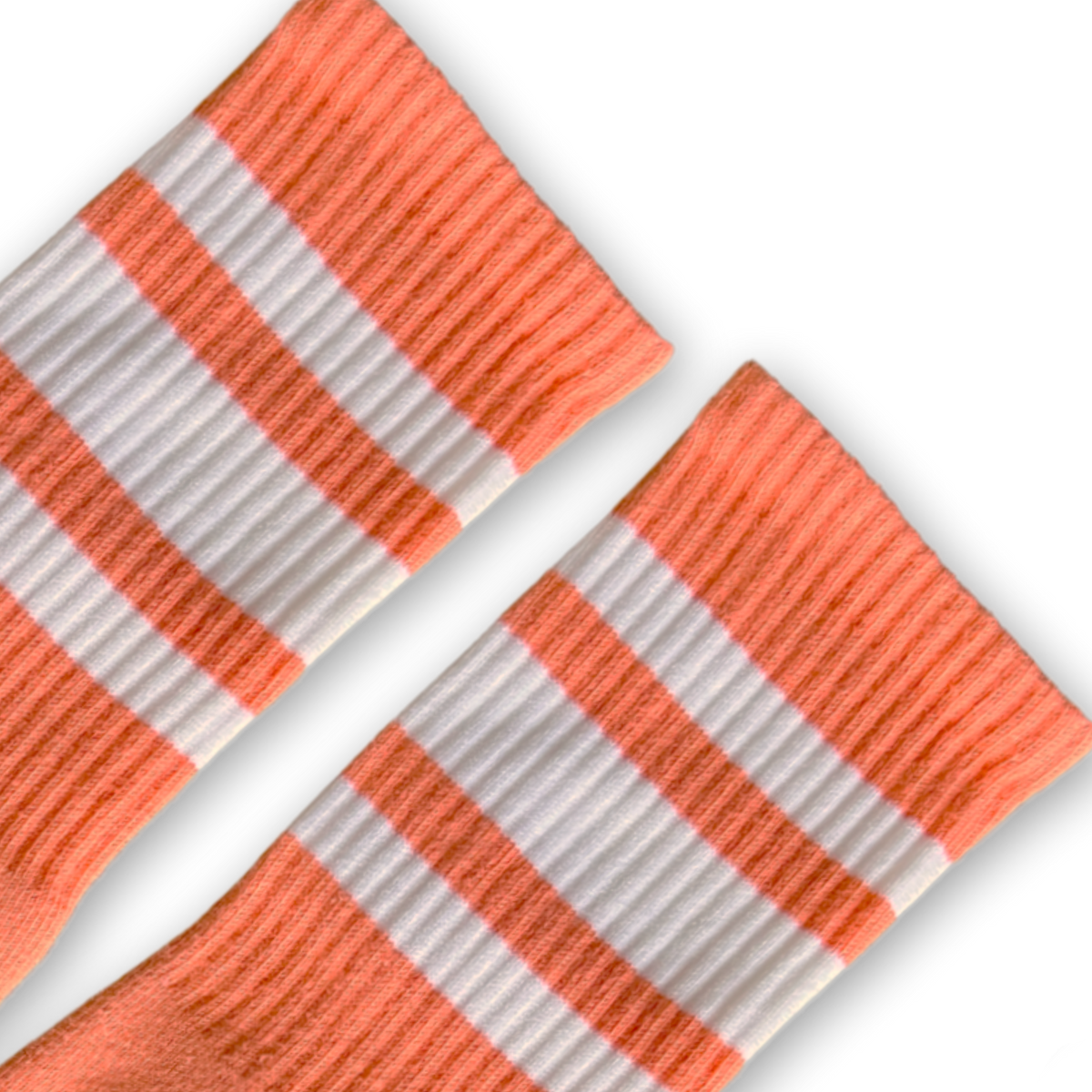 Socco White Striped Socks - Coral