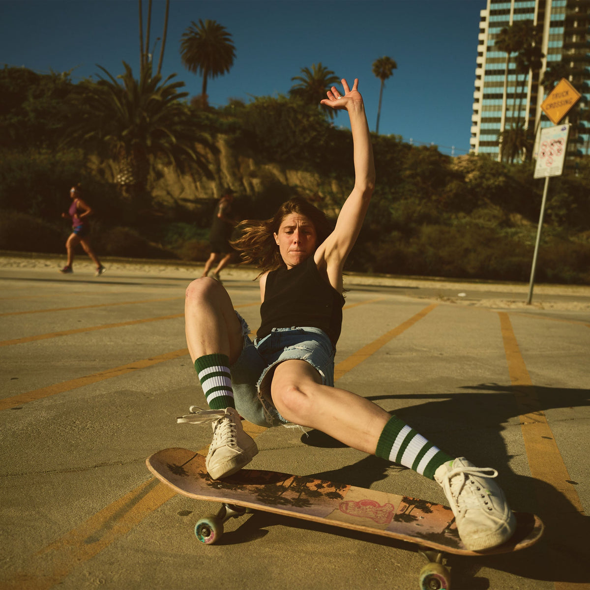 Socco White Striped Socks - Forest Green - Crew / L/xl