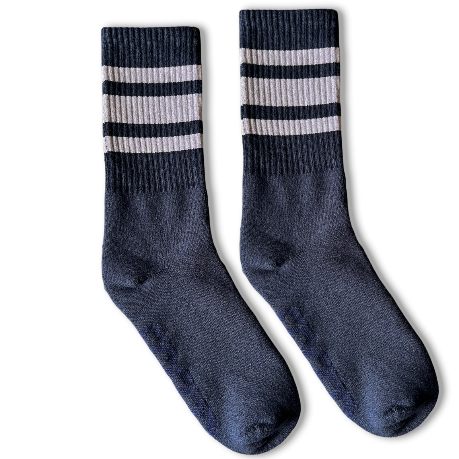 Socco White Striped Socks - Navy - Crew / S/m
