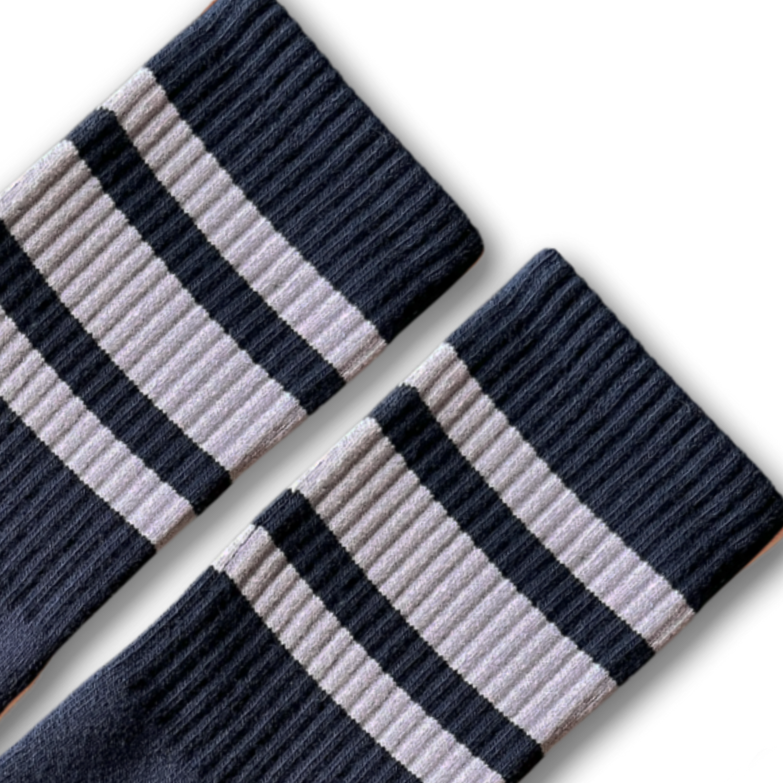 Socco White Striped Socks - Navy - Crew / S/m