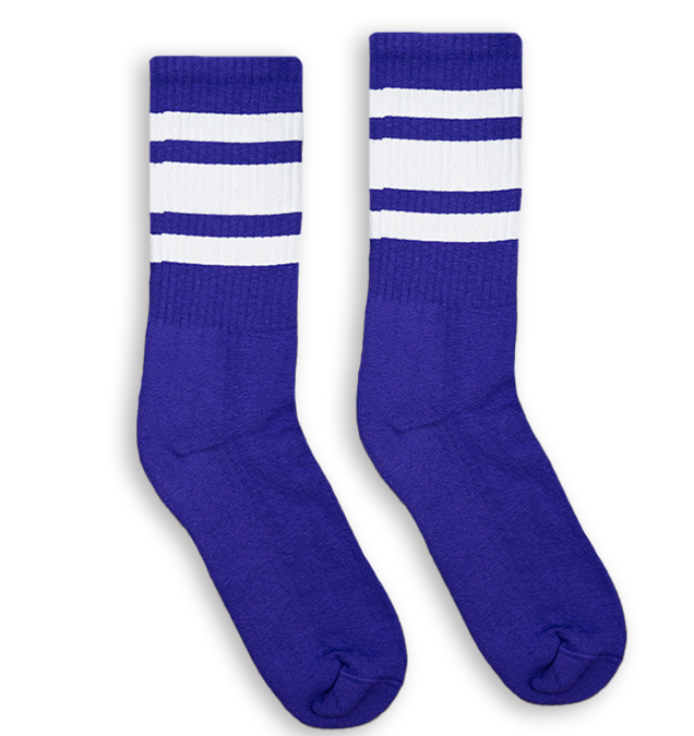 Socco White Striped Socks - Purple - Crew / L/xl