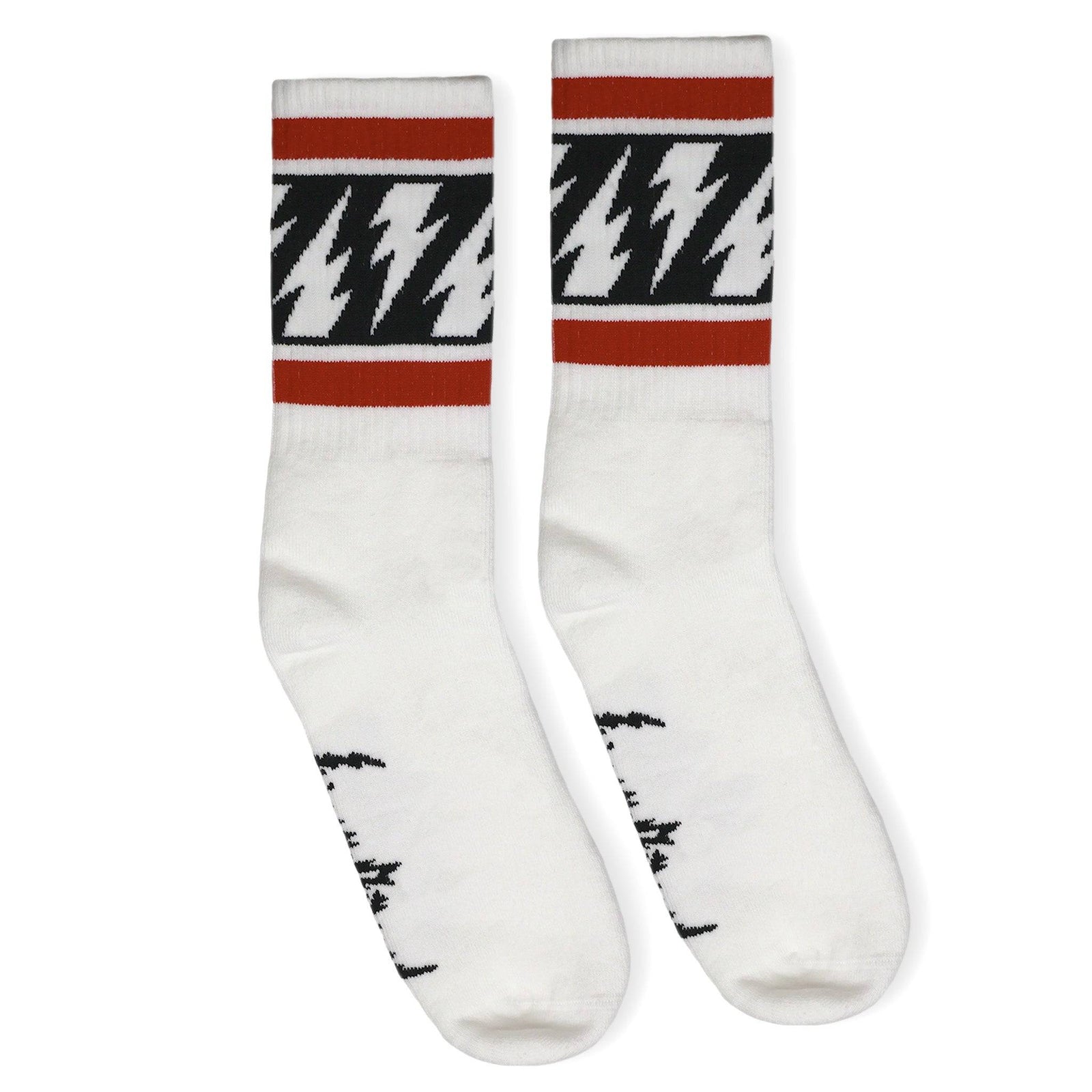 Socco x Mike Vallely Lightning Bolt Socks - White - Crew / S/m