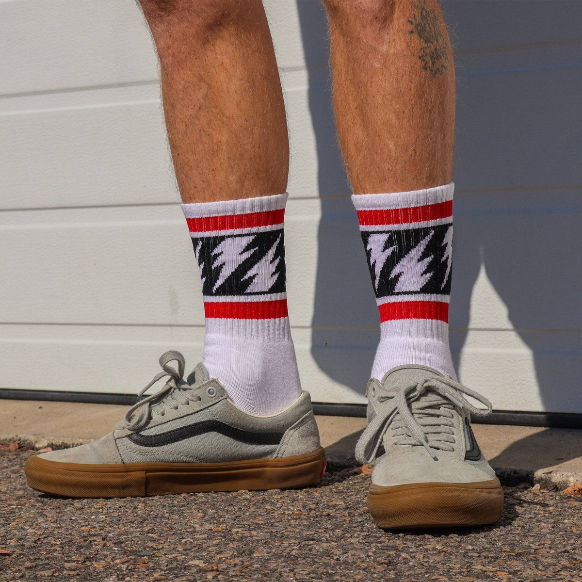 Socco x Mike Vallely Lightning Bolt Socks - White