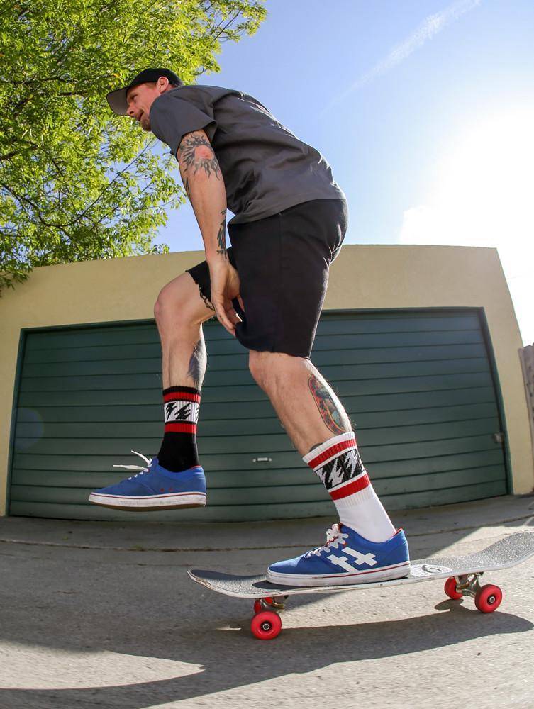 Socco x Mike Vallely Lightning Bolt Socks - White