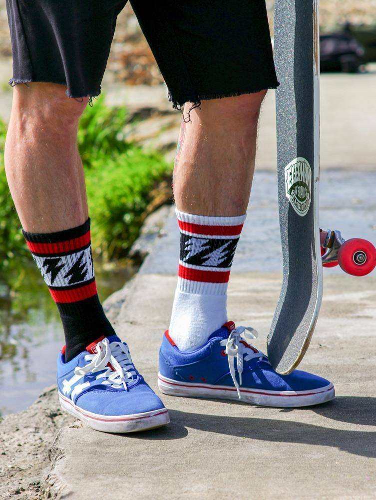 Socco x Mike Vallely Lightning Bolt Socks - White