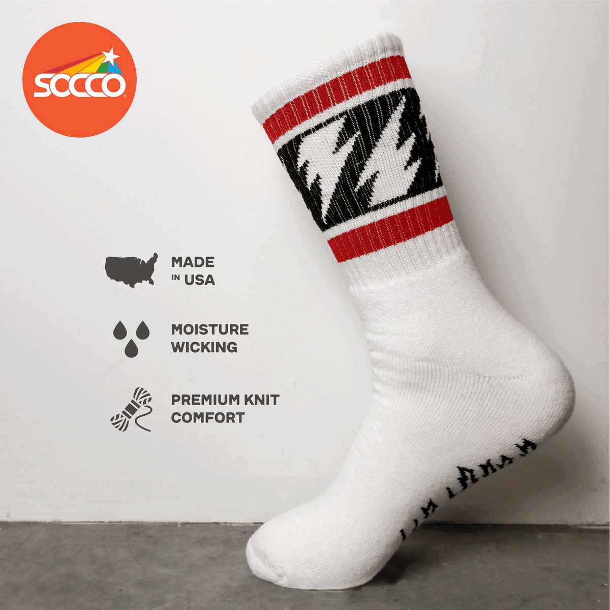 Socco x Mike Vallely Lightning Bolt Socks - White