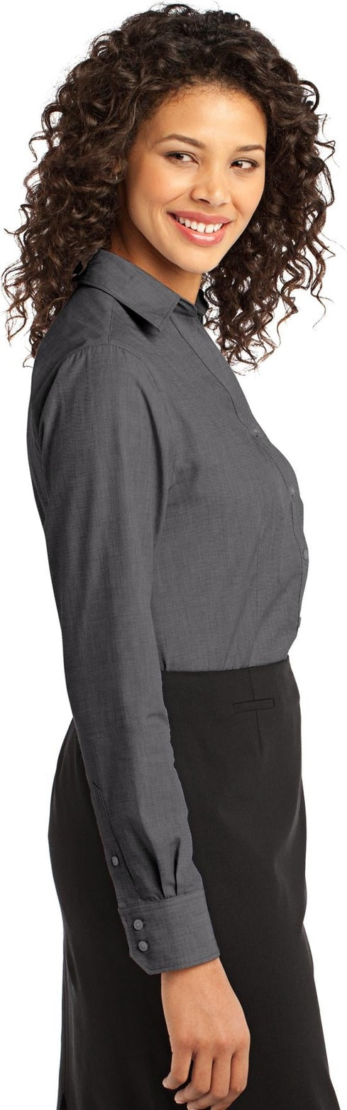 Soft Black Port Authority Women's Crosshatch Easy Care Shirt. L640