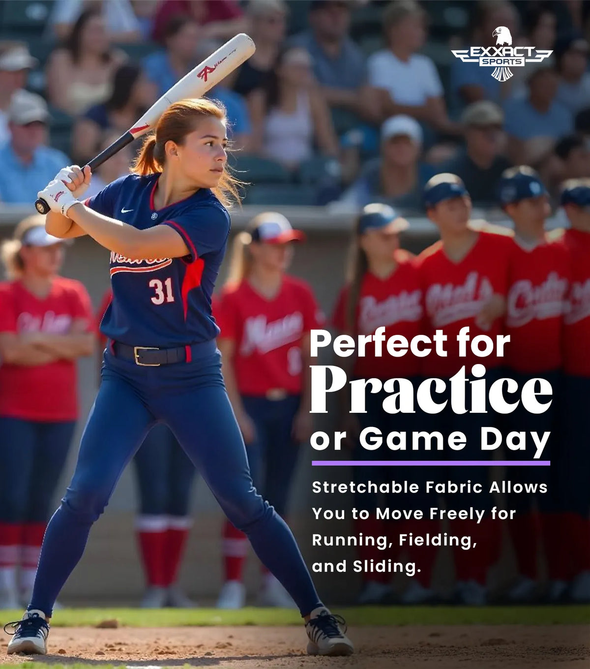 Softball Pants for Women with Snap and Zipper Elastic Bottom And mesh panels (navy)