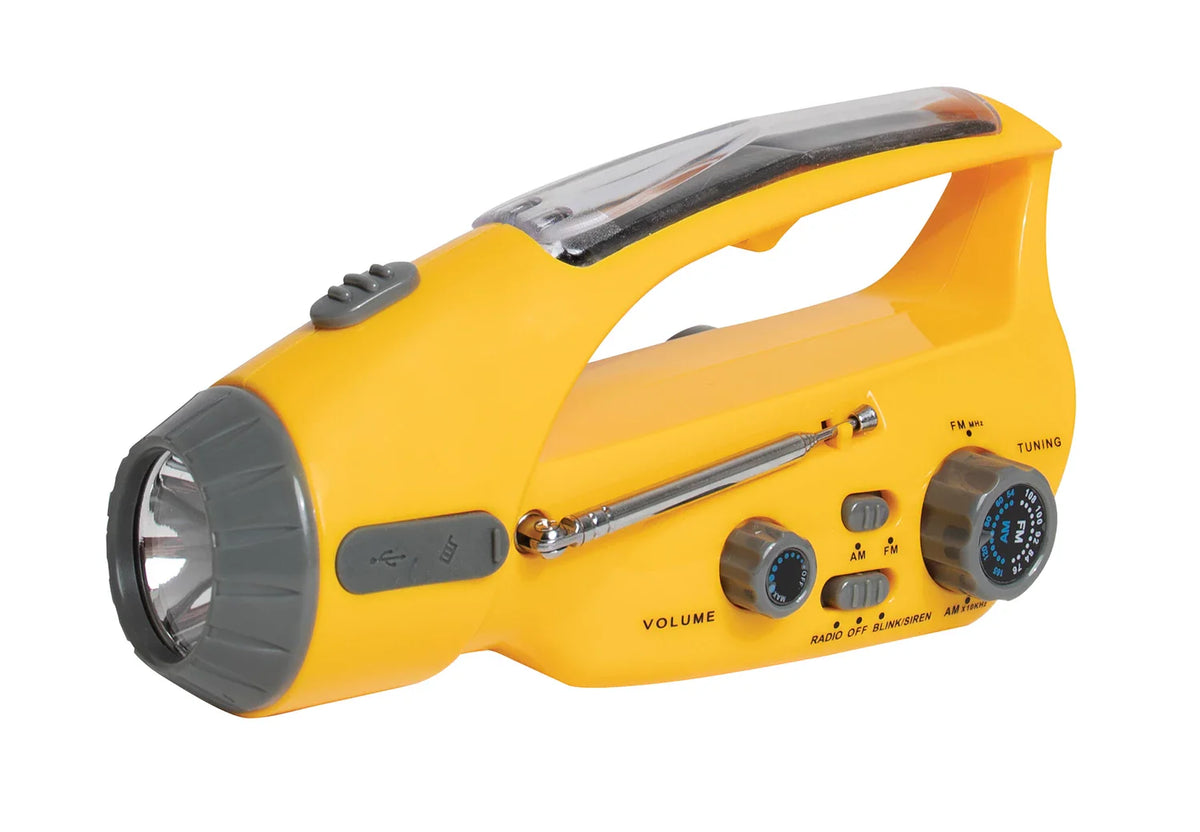 Solar/wind Up Flashlight with Radio