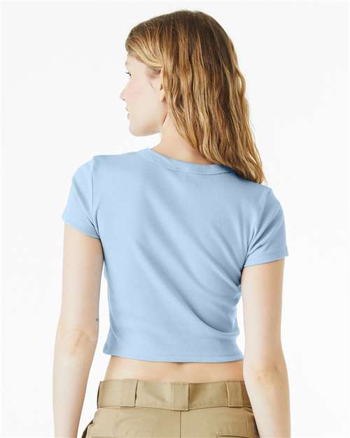 Solid Baby Blue Blend Women&#39;s Micro Rib Baby Tee - 1010