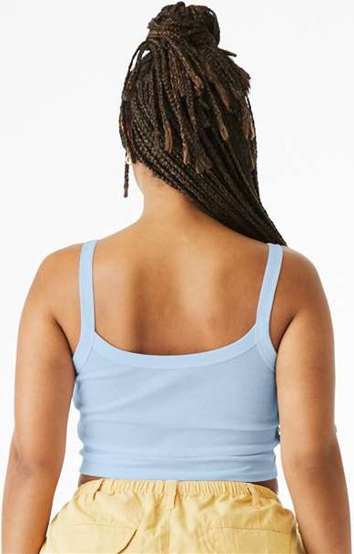Solid Baby Blue Blend Women&#39;s Micro Rib Spaghetti Strap Tank - 1012