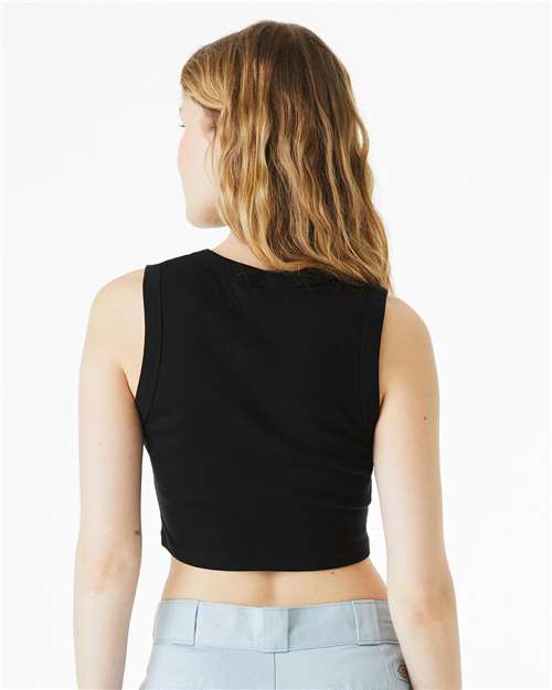 Solid Black Blend Women&#39;s Micro Rib Muscle Crop Tank - 1013