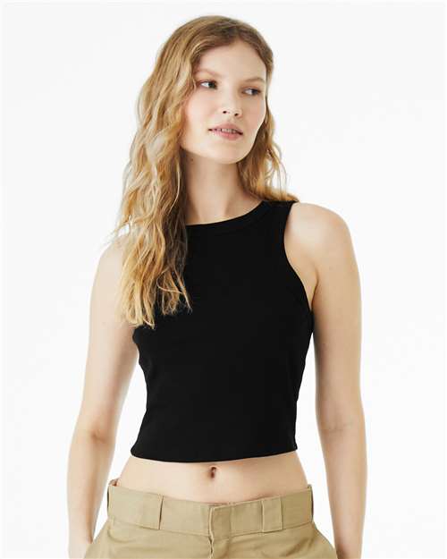 Solid Black Blend Women's Micro Rib Racer Tank - 1019