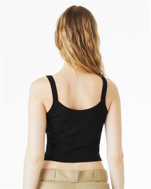 Solid Black Blend Women&#39;s Micro Rib Spaghetti Strap Tank - 1012