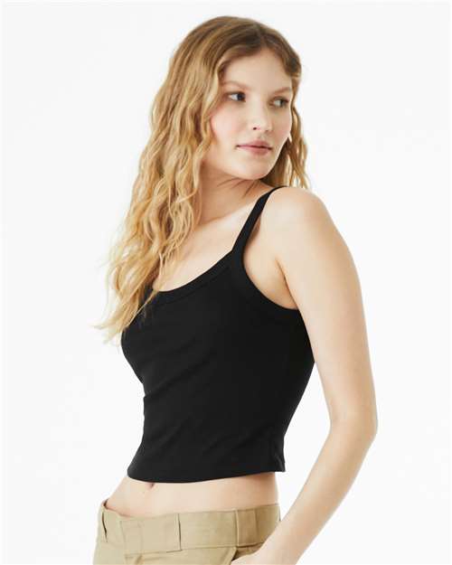 Solid Black Blend Women&#39;s Micro Rib Spaghetti Strap Tank - 1012