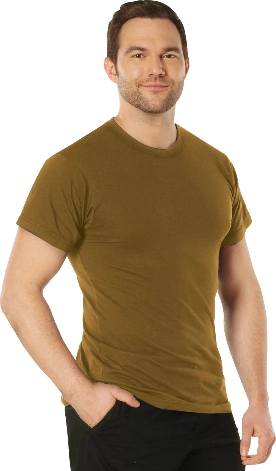 Solid Color 100% Cotton T-shirt - Brown / s