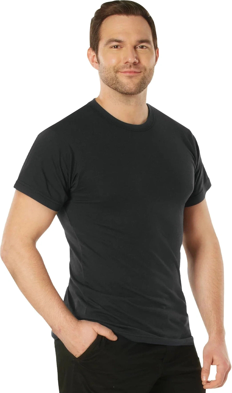 Solid Color T-shirt with Cotton / Polyester Blend - Black / s