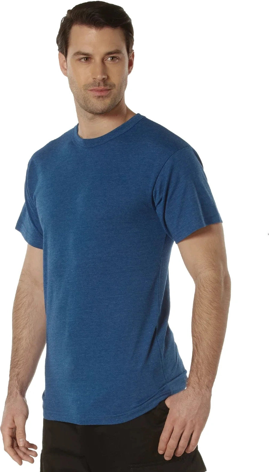 Solid Color T-shirt with Cotton / Polyester Blend - Heather Blue / s
