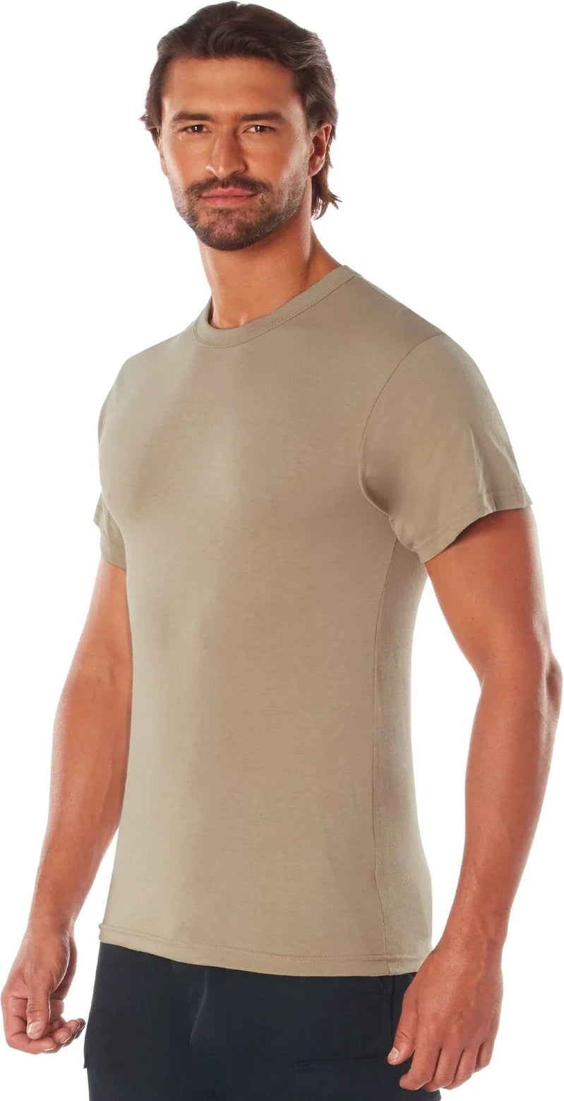 Solid Color T-shirt with Cotton / Polyester Blend - Khaki / s