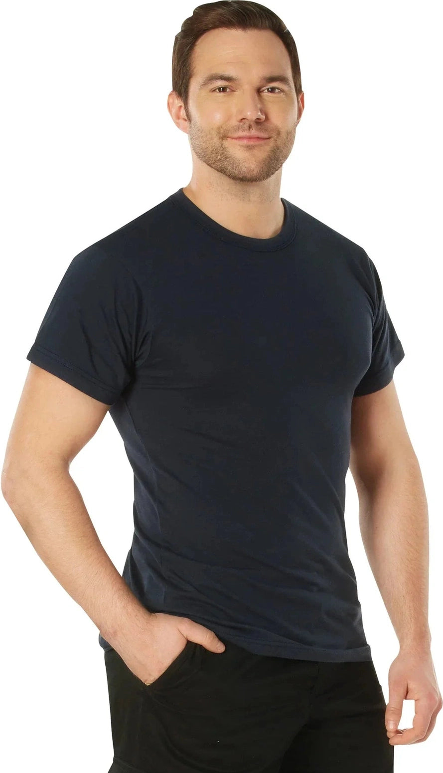 Solid Color T-shirt with Cotton / Polyester Blend - Navy Blue / s