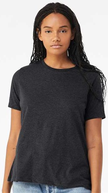 Solid Dark Grey Triblend Women’s Relaxed Fit Triblend Tee - 6413