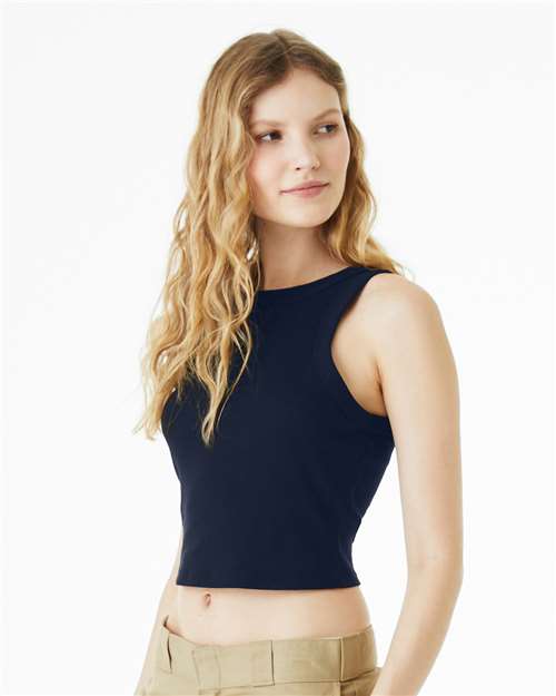 Solid Navy Blend Women&#39;s Micro Rib Racer Tank - 1019