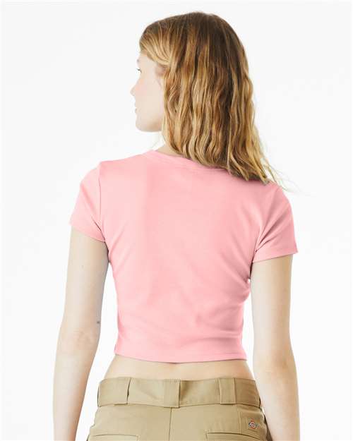 Solid Pink Blend Women&#39;s Micro Rib Baby Tee - 1010