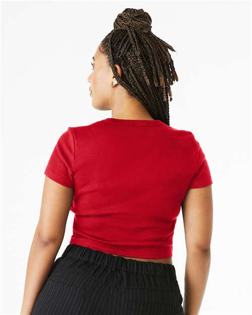 Solid Red Blend Women&#39;s Micro Rib Baby Tee - 1010