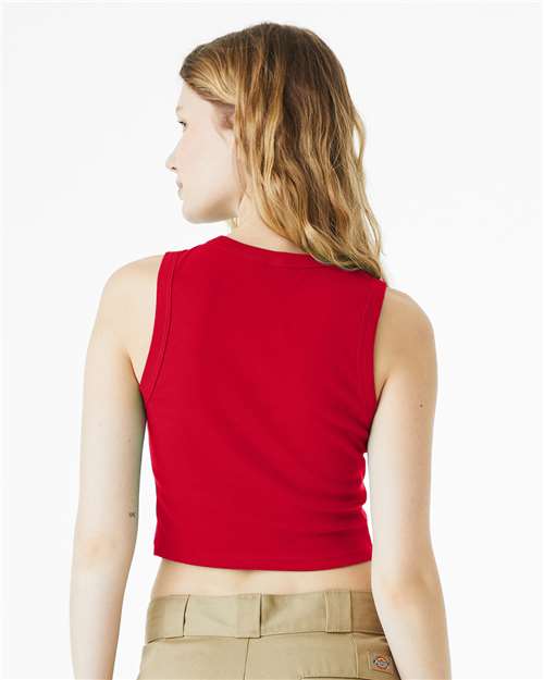 Solid Red Blend Women&#39;s Micro Rib Muscle Crop Tank - 1013