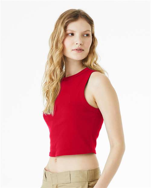 Solid Red Blend Women&#39;s Micro Rib Muscle Crop Tank - 1013
