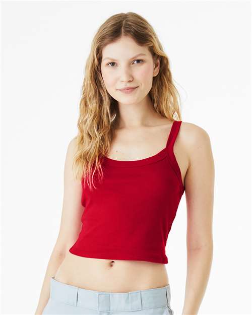Solid Red Blend Women&#39;s Micro Rib Spaghetti Strap Tank - 1012