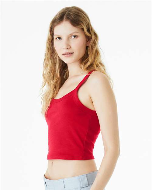 Solid Red Blend Women&#39;s Micro Rib Spaghetti Strap Tank - 1012