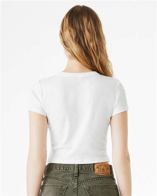 Solid White Blend Women&#39;s Micro Rib Baby Tee - 1010