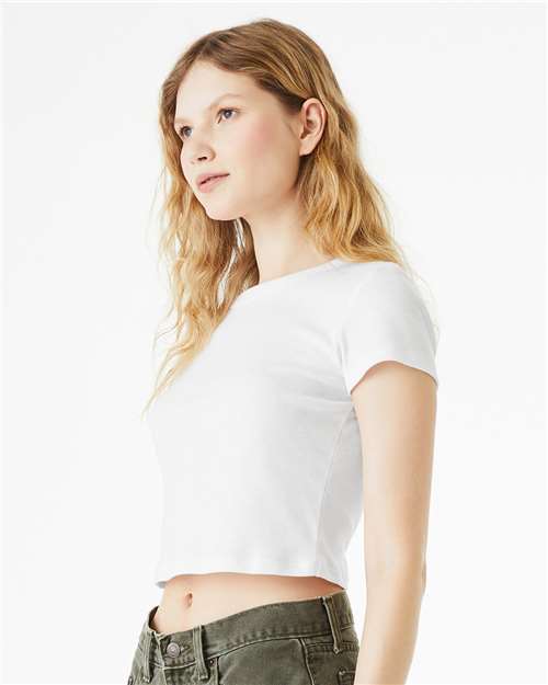Solid White Blend Women&#39;s Micro Rib Baby Tee - 1010